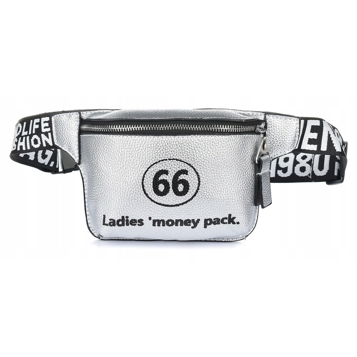 Női kézitáska, ökológiai, ezüst, 20x13x6cm