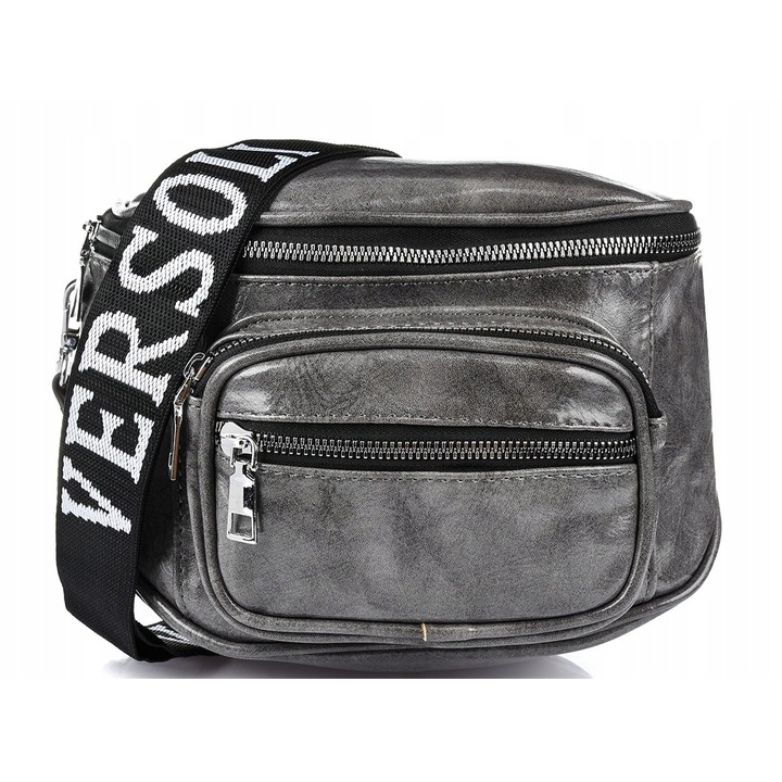 Női táska, Versoli, NER-S modell, szürke, ökológiai, 26x19x13cm, 2 külső zsebbel, állítható