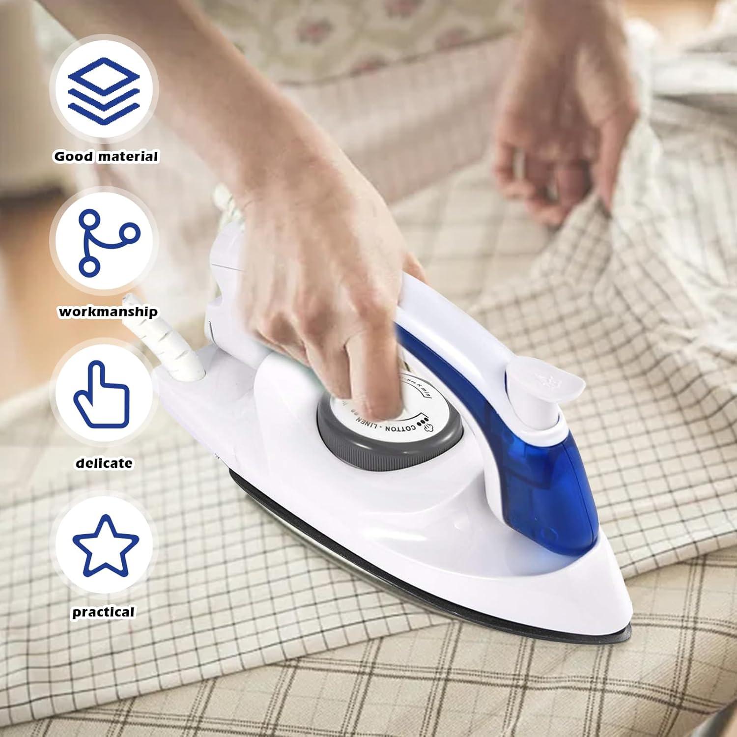 Fier de calcat cu aburi ZYBLSSBB 700W pliabil albastru temperatura ajustabila