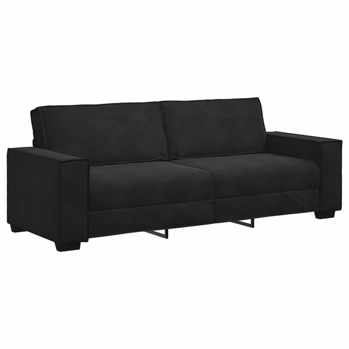 Canapea cu 3 locuri vidaXL, Negru, 180 cm, catifea, 28 kg 4105035