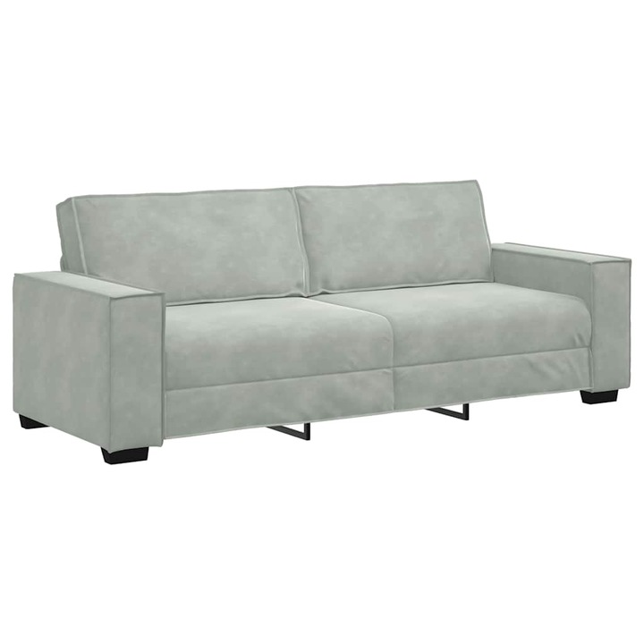 vidaXL 3 személyes világosszürke bársony kanapé 180 cm 4105030