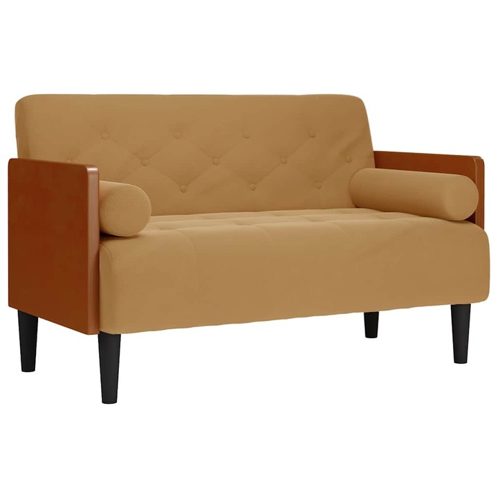 vidaXL barna bársony loveseat kanapé párnákkal 110 cm 4100604