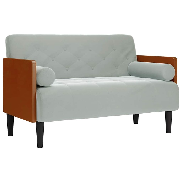 vidaXL világosszürke bársony loveseat kanapé párnákkal 110 cm 4100601
