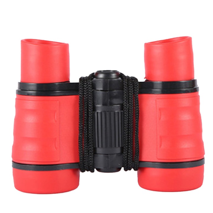 Бинокъл Enforose 4x30 за деца, качествена оптика, ергономични дръжки, червено/черно