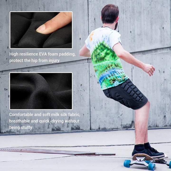 Pantaloni scurti de protectie cu perne 3D pentru solduri, protectie impotriva impactului, pentru schi, patinaj, snowboard, marime universala