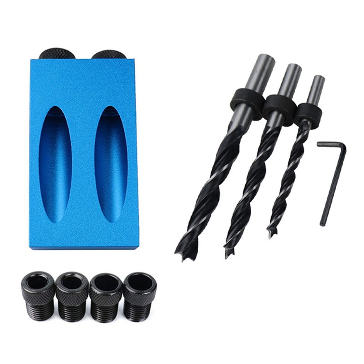 Комплект за пробиване, Enforose, свредла 6/8/10 мм, ъгъл на пробиване 15 градуса, шаблон 62x38x18 мм