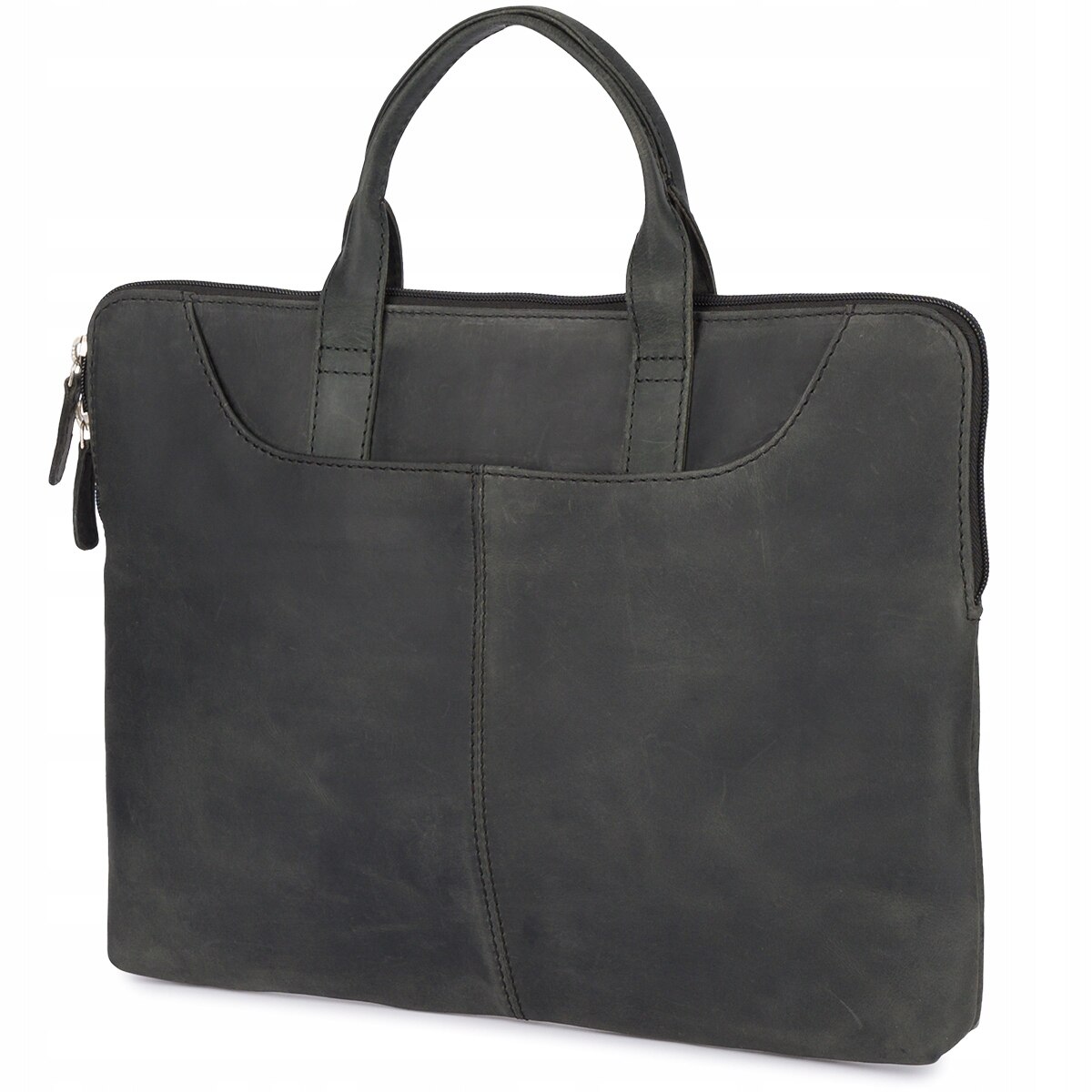 Geanta din piele pentru laptop Beltimore, negru, unisex, cu buzunar A5, 13inch