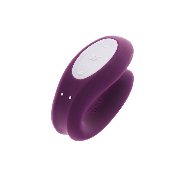 Vibrator Satisfyer Double Joy, 10 programe, pentru cupluri, violet, 9,1 cm