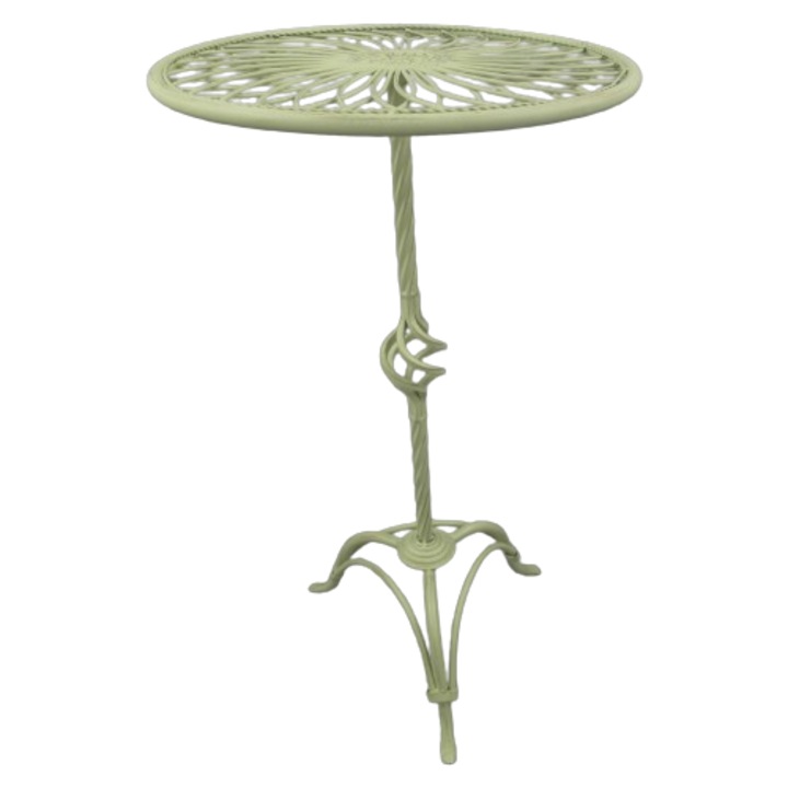 Masuta metalica pentru exterior, fier forjat, alb, H. 70 cm