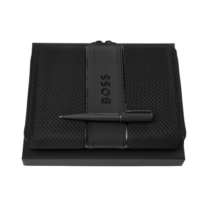 Комплект химикалка и папка Hugo Boss Arche Iconic, А5, черни