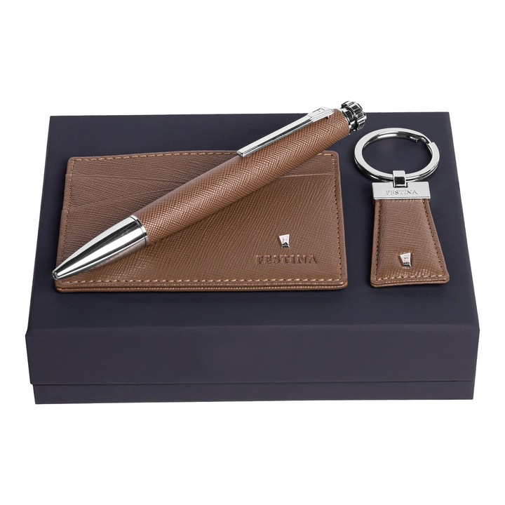 Set pix Festina Chronobike, breloc si port card, caramel