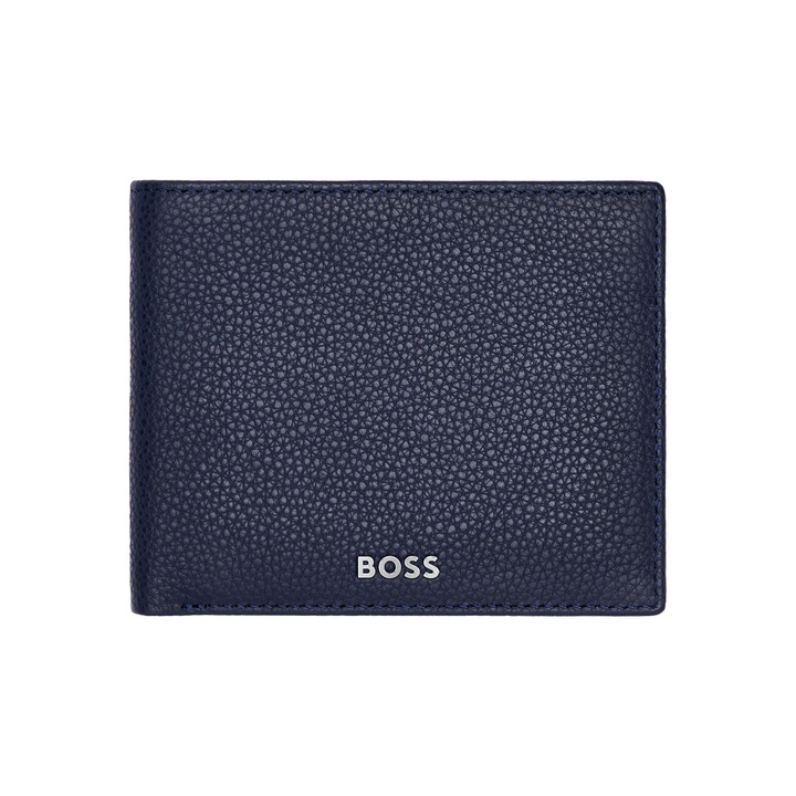 Portofel barbati, Hugo Boss Classic Grained, cu compartiment pentru monede, bleumarin
