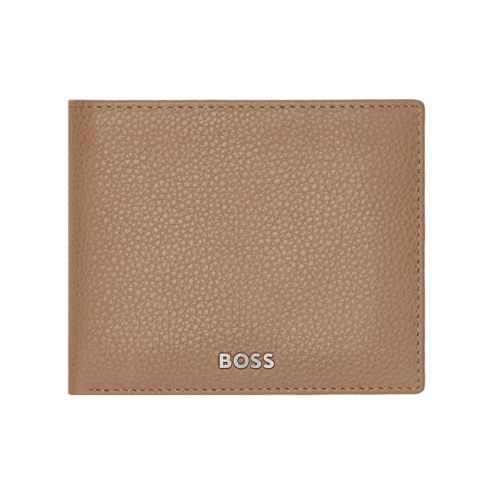 Portofel barbati, Hugo Boss Classic Grained, cu clapa, caramel