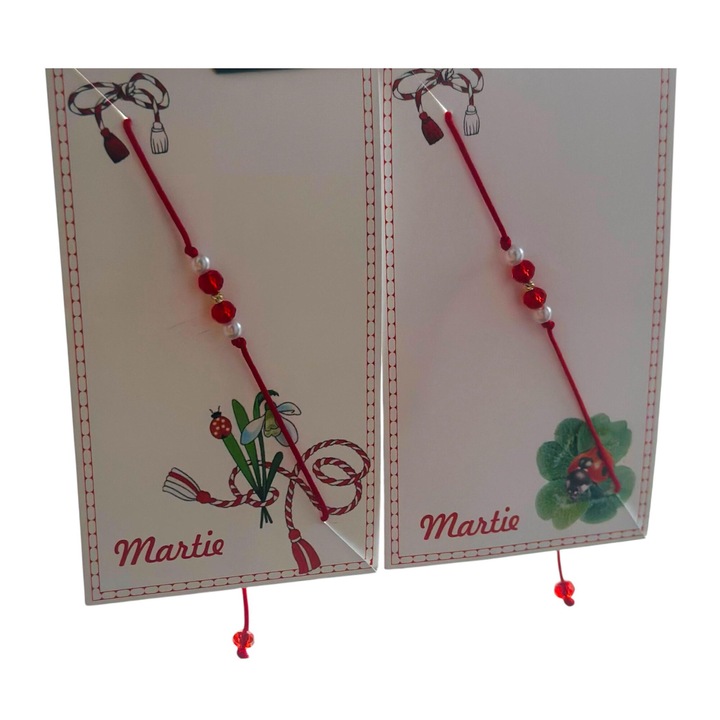 Set 4 martisoare stil bratara reglabila cu biluta aur 14k