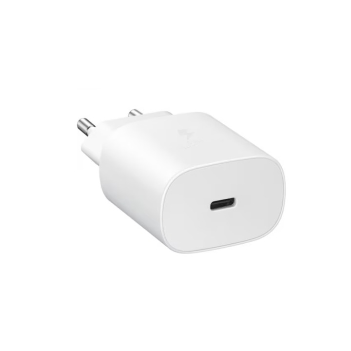 Szupergyors hálózati töltő Samsung A16/A06/A25/A35/A55 kompatibilis, USB C, 25W, Fehér
