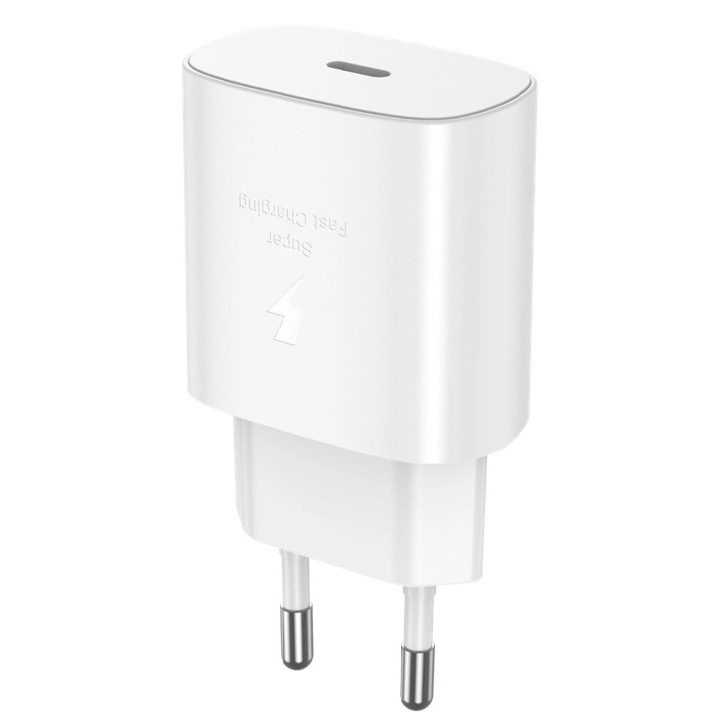 Töltő Samsung, Xiaomi, Huawei Super Rapid, USB Type-C, 25W, JELLICO EU25, FEHÉR