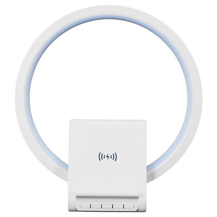 Incarcator wireless, Boxa portabila, Qi Fast Charge 15W, Bluetooth, USB, Jack 3.5mm, MicroSD, Iluminare Ambientala RGB, Pentru Apple iPhone, Samsung, Huawei, Xiaomi, Oneplus, Motorola, Google Pixel