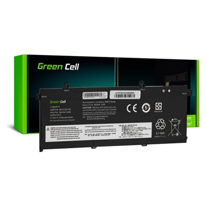 Green cell li-polymer akkumulátor, 11,55v, 4350mAh, kompatibilis lenovo thinkpad t490 t495 p43s p14s -vel