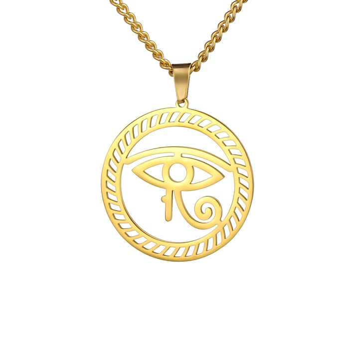 Pandantiv amuleta Ochiul lui Horus, auriu, 2x2cm