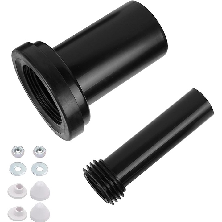 Set de racordare pentru vas WC suspendat Rqiurpn, furtun de scurgere, furtun de spalare, cu capace, lungime 18,5 cm, diametru 90 mm