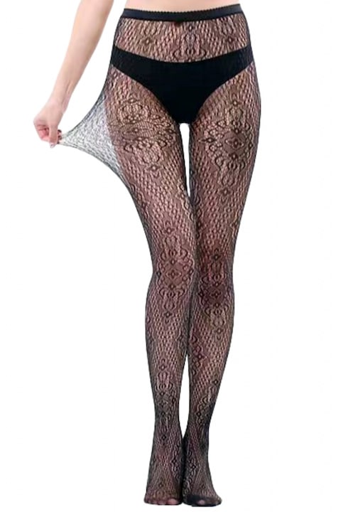 Ciorapi din plasa cu model WK07 49774, Negru, S-L