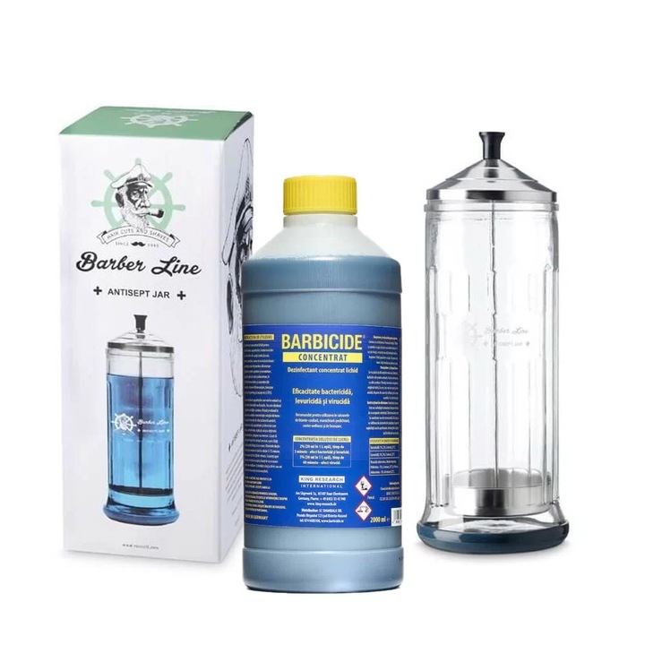 Set Mare Recipient Sticla Dezinfectant 1.1 Litri + Barbicide 2 Litri