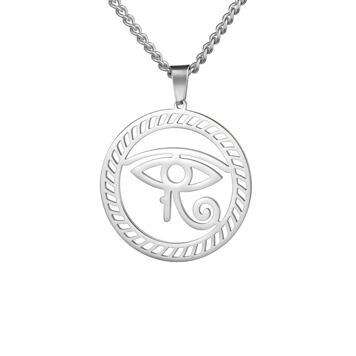 Pandantiv amuleta Ochiul lui Horus, argintiu, 2x2cm
