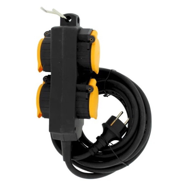 UltraTech hosszabbító 4-es, 5m kábellel,3x1,5mm2 H07RN-F vezetékkel, földelt, gyermekvédelemmel