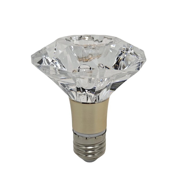 Декоративна LED крушка E27 (еквивалент на 50W) с форма на диамант, с Philips чип - висока светимост, прозрачен акрилен дизайн за кафенета, хотели, спални и др. 6500K студено бяла светлина