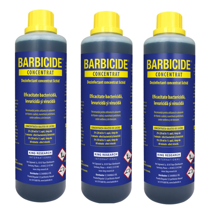 Set 3 Dezinfectant Instrumentar Barbicide - Solutie Concentrata - 500 ml