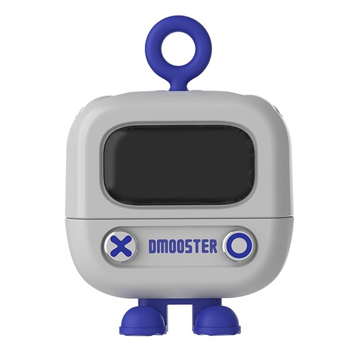 Casti Bluetooth In-Ear Dmooster D76 Cute Cartoon (Gri), Afisaj Digital, Design Ergonomic, Latenta Ultra-Scurta 65ms, Bluetooth 5.4, Autonomie 5h, Distanta 12m