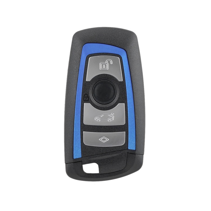 BMW kulcsház 4 gombos – F sorozat: F10 F20 F30 F40 X3 X4 F13 F14 F01 F02 – autókulcs tok, kék színű burkolat
