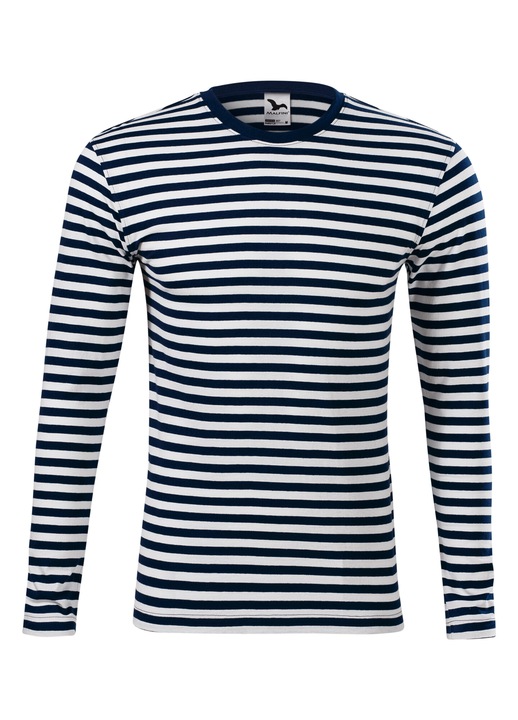Férfi póló, Malfini, hosszú ujjú, tengerész, csíkos