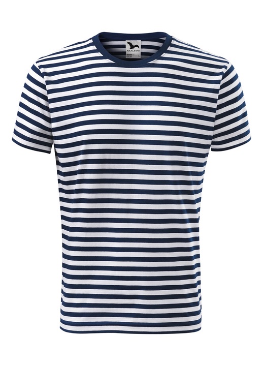 Férfi póló, Malfini, rövid ujjú, tengerész, csíkos