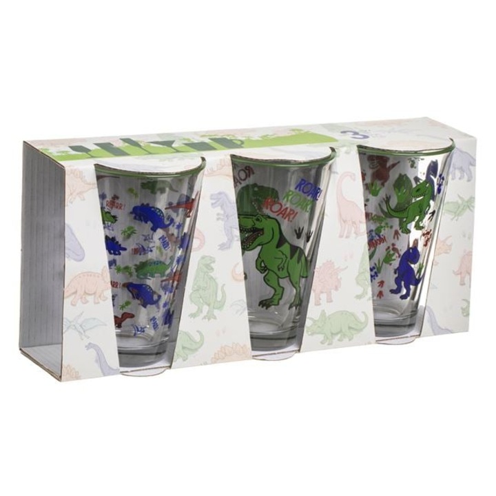 Dinoszaurusz mintás üvegpoharak gyerekeknek 300ml - 3db