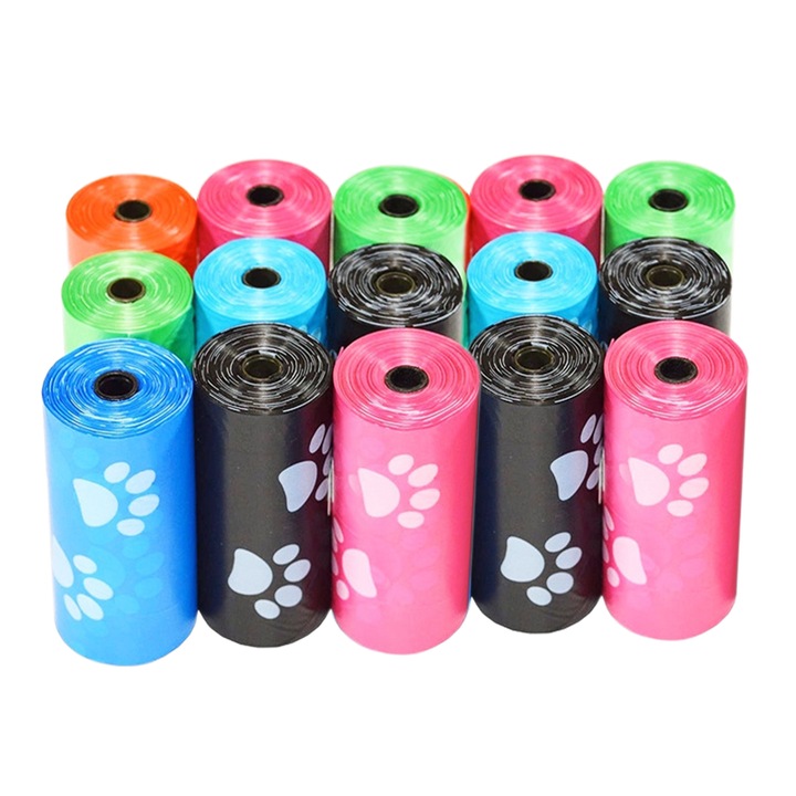 Set Pungi Igienice ROPET®, 10 role x 15 buc Pentru Caini, Multicolor