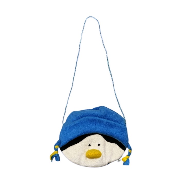 Gyerek plüsstáska Russ Berrie Snowy Days *33233 91-17, Pingvin fej, 20 x 18 cm, kék