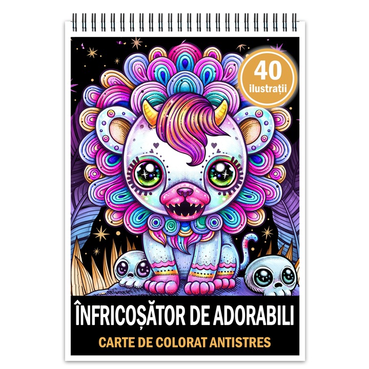 Антистрес книга за оцветяване, 40 страшно очарователни илюстрации, 86 страници, формат: A5, издателство Cadouri Legendare