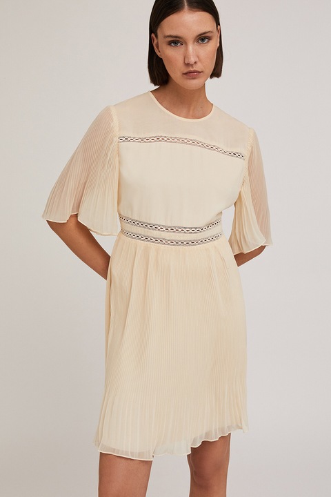 Motivi, Rochie mini cu pliuri, Crem