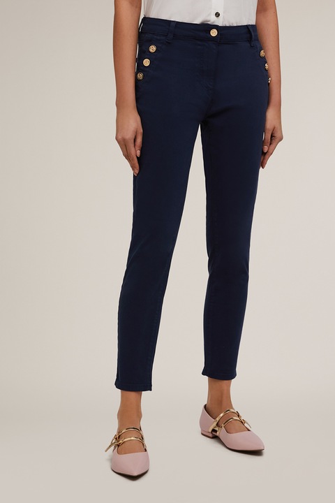 Motivi, Pantaloni crop cu buzunare cu fermoar, Albastru indigo, 34