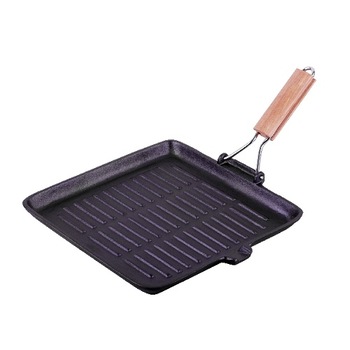 Tigaie grill din fonta dimensiune 26 cm, maner pliabil lemn, inductie PETERHOF Tigaie grill din fonta dimensiune 26 cm, maner pliabil lemn, inductie PETERHOF
