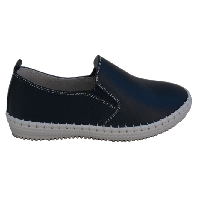 Balerini cu talpa plata, design tineresc cu insertie de elastic, D&J Exclusive, Albastru marin