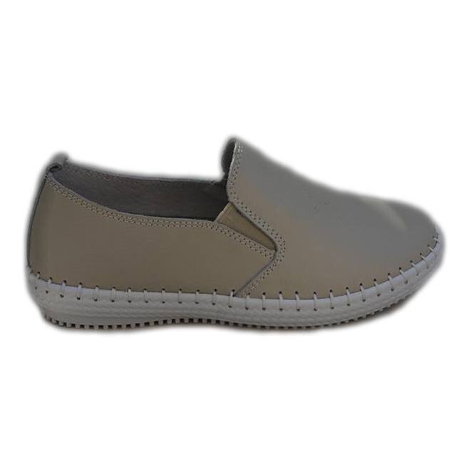 Balerini cu talpa plata, design tineresc cu insertie de elastic, D&J Exclusive, Bej