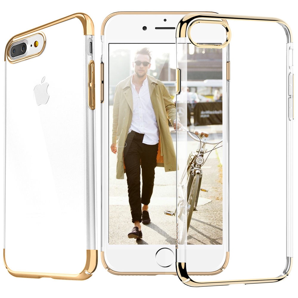 Husa telefon Iphone 8 Plus ofera protectie Ultrasubtire -Clear Gold