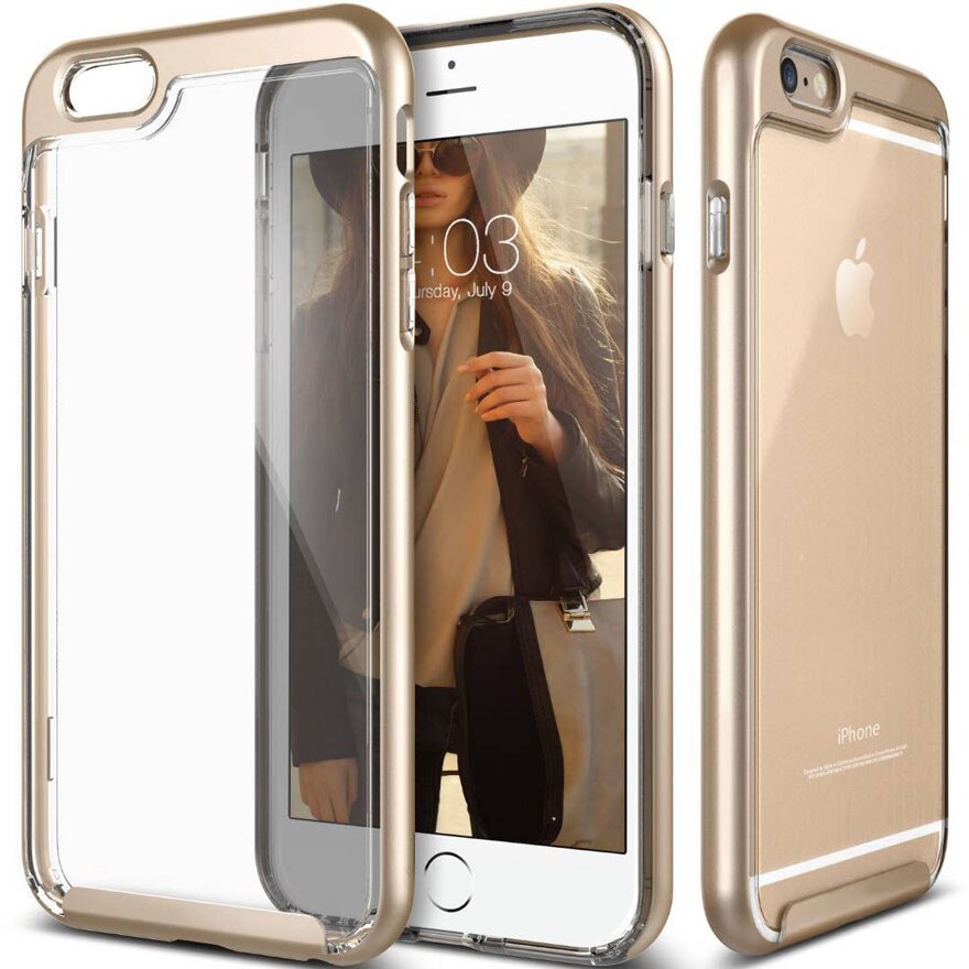 Husa telefon Iphone 8 Plus ofera protectie Ultrasubtire - Clear Gold Touch