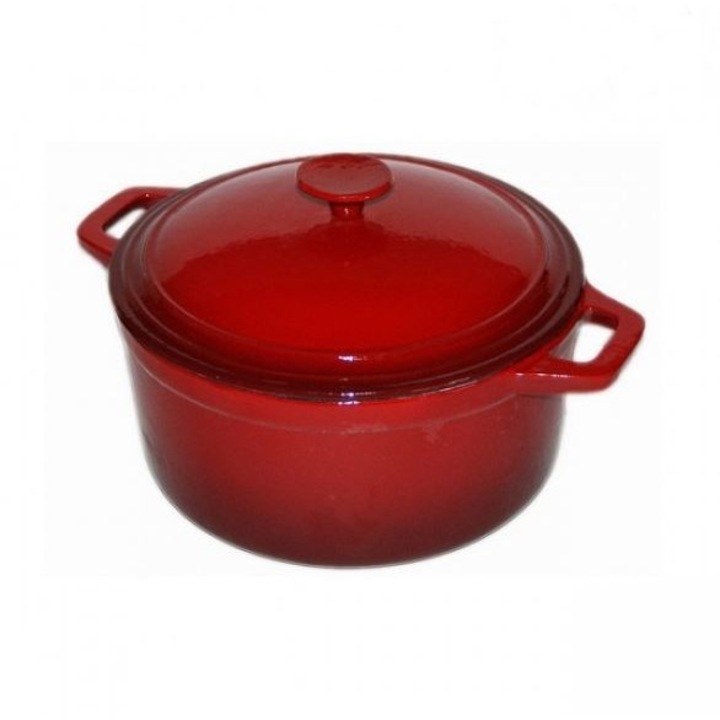 Zománcozott öntöttvas lábas fedővel, piros 24 cm (12012)
