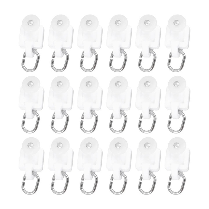 Set 50 accesorii pentru perdele, Polietilena/Otel inoxidabil, 3.7x1.5x1cm