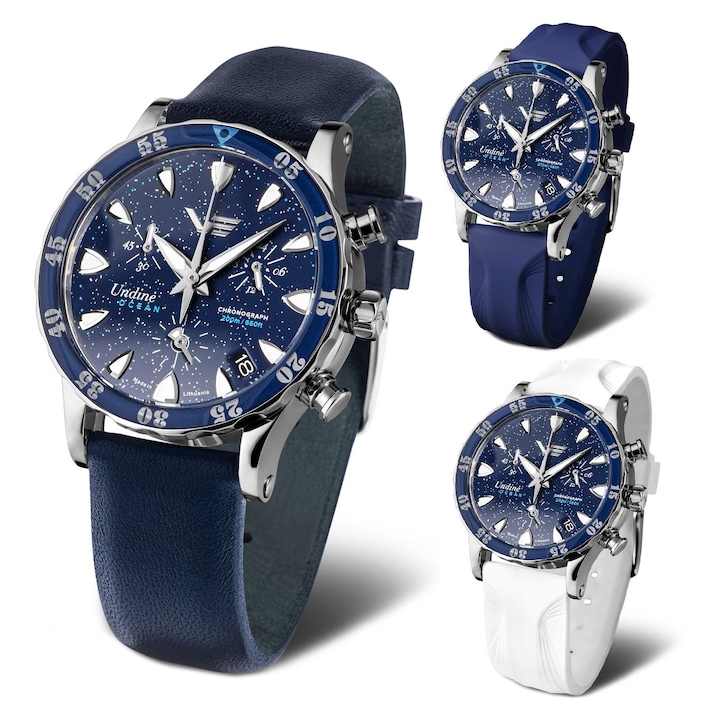 Ceas dama, Vostok Europe, Albastru, 39mm, set cu 2 curele