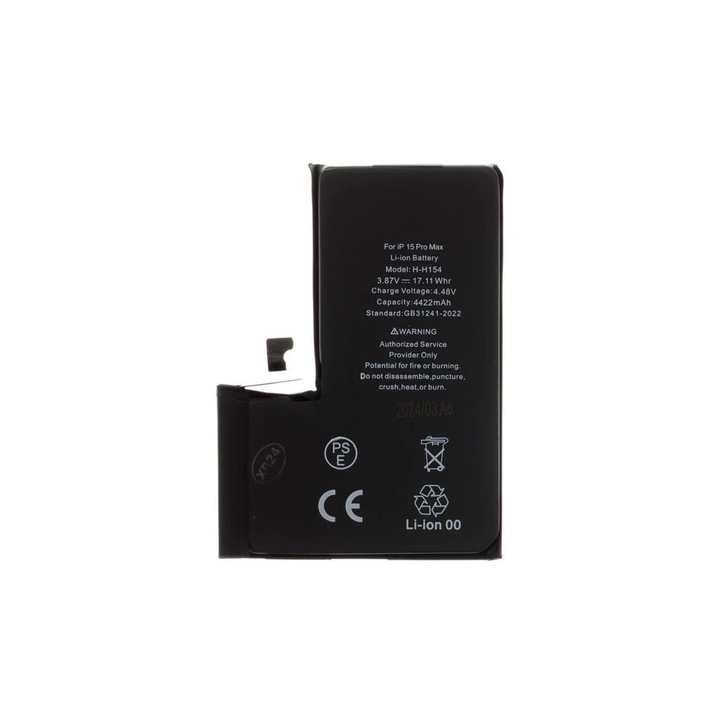 Akkumulátor iPhone 15 Pro Max készülékhez, 4422mAh Li-Ion - csomagolás nélküli gyári