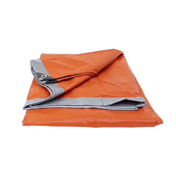 UV vízálló ponyva, rögzítő gyűrűk, 4x6m, 130gr/nm, Narancs, Z-TOOLS / ZTS 8102